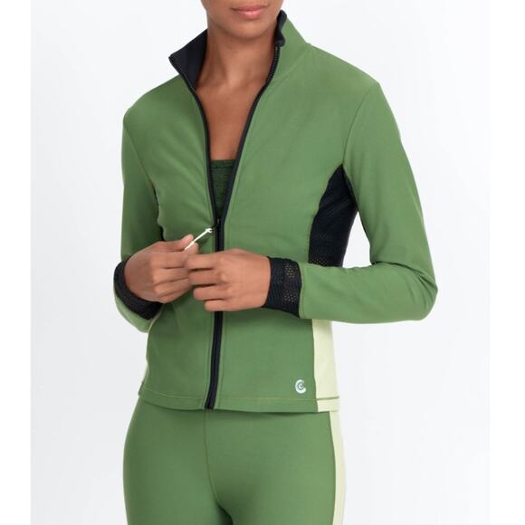 NWT Johnny Was Calme Endurance Mesh Full Zip Jacket XL Green Athletic Activewear - Picture 1 of 16